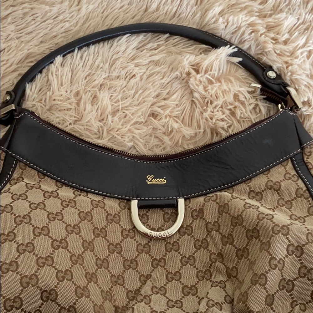 Auth Gucci Brown GG Monogram Abbey D-Ring Hobo Bag - Picture 13 of 16